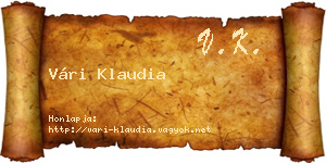 Vári Klaudia névjegykártya